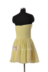 Cute Strapless Chiffon Mini Skirt Bridesmaid Dress Sweetheart Bridesmaid Dress(BM800N)