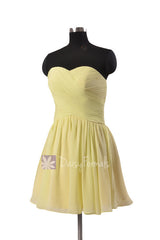 Cute Strapless Chiffon Mini Skirt Bridesmaid Dress Sweetheart Bridesmaid Dress(BM800N)