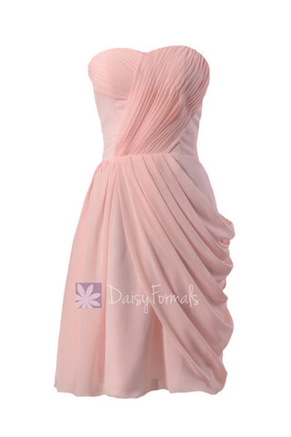 Asymmetric Short Chiffon Formal Dress Sweetheart Bridesmaid Dress(BM810)