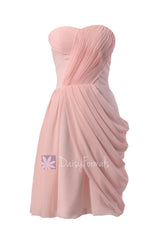 Asymmetric Short Chiffon Formal Dress Sweetheart Bridesmaid Dress(BM810)