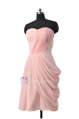 Asymmetric Short Chiffon Formal Dress Sweetheart Bridesmaid Dress(BM810)