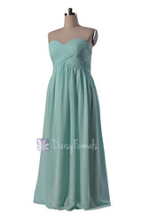 Hint of Mint Long Chiffon Evening Dress Sweetheart Bridesmaid Dress(BM824)