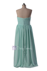 Hint of Mint Long Chiffon Evening Dress Sweetheart Bridesmaid Dress(BM824)