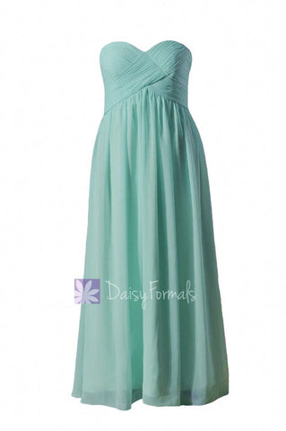 Hint of Mint Long Chiffon Evening Dress Sweetheart Bridesmaid Dress(BM824)