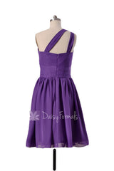 Hot One-Shoulder Chiffon Knee Length Bridal Party Bridesmaid Dress(BM837)