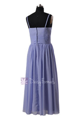 Floor Length Light Lilac Chiffon Dress V-Neck Wedding Party Dress W/Spaghetti Straps(BM8515L)