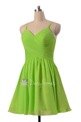 Beautiful Chiffon Cocktail Dress Yellow Green Mini Skirt Bridal Party Dress(BM8515N)
