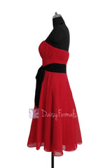Classic A-line Short Formal Bridesmaid Dress Cocktail Prom Dress with Sash(BM856)