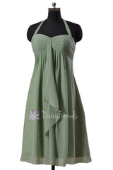 Pretty Halter Chiffon Bridesmaid Dress Sweetheart Short Bridal Party Dress(BM892S)