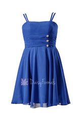 Plus Size Short Chiffon Bridesmaid Dress Beaded Prom Dress W/Straps(BM909)