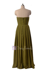Simple Long Strapless Chiffon Bridesmaid Dress Sweetheart Bridal Party Dress(BM975)