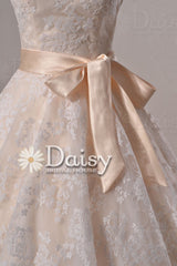 Cute Vintage Lace Wedding Dress, Tea Length lace wedding dress with cap sleeves ()