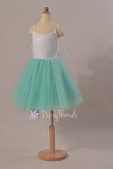 Lovely Spaghetti Straps Flower Girl Dress Mint Green Tulle Flower Girl Dress(FL2526)