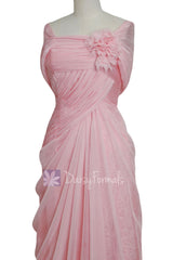 Gorgeous Custom Pink Prom Dress Silky Chiffon Evening Dress Lace Formal Dress(PRC122)