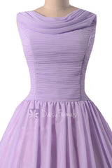 Vintage Inspired Lavender Chiffon Prom Dress Knee Length Party Dress(BM140418)