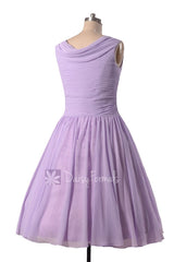 Vintage Inspired Lavender Chiffon Prom Dress Knee Length Party Dress(BM140418)