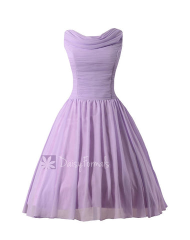Vintage Inspired Lavender Chiffon Prom Dress Knee Length Party Dress(BM140418)
