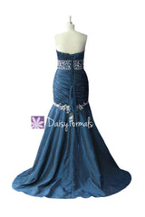 Colorful Sweetheart Neckline Wedding Dress Strapless Long Trumpet Wedding Gown (WD009)